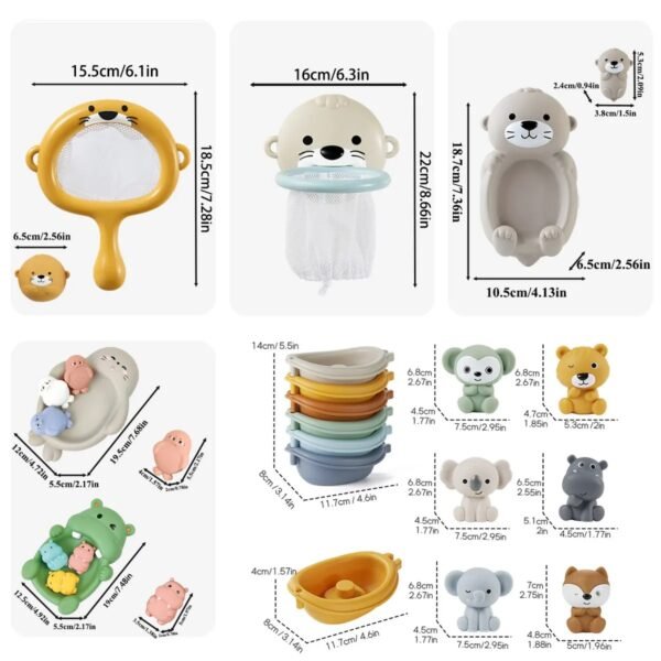Floating Animal Bath Toys – Otter, Hippo & Seal Water Play