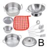 Kids Stainless Steel Pretend Play Kitchen Cookware Set