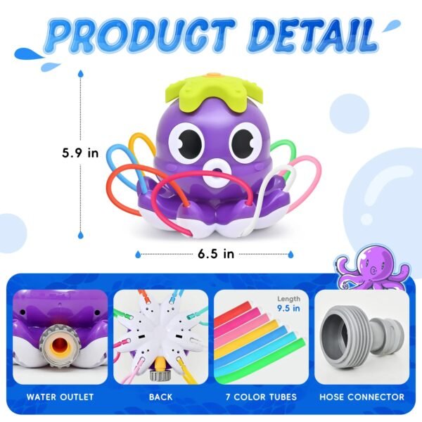 Octopus Water Sprinkler Toy – Rotating Outdoor Splash