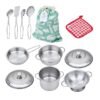 Kids Stainless Steel Pretend Play Kitchen Cookware Set